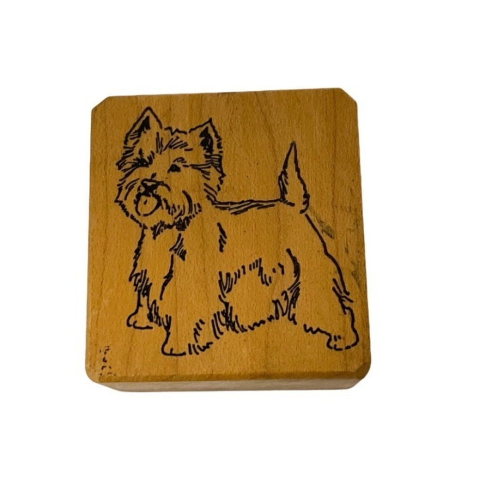 PSX Art Transfer Rubber Stamps Unisex OS Brown Westie Dog Wood Block Vintage